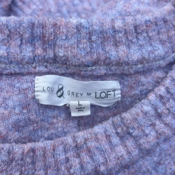 Lou & Gray for Loft Marled Poncho Sweater in purple frost heather, Large - Picture 9 of 10